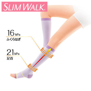 日本slimwalk压力袜睡眠瘦腿鱼嘴中筒小腿袜女春夏jk袜长筒孕妇