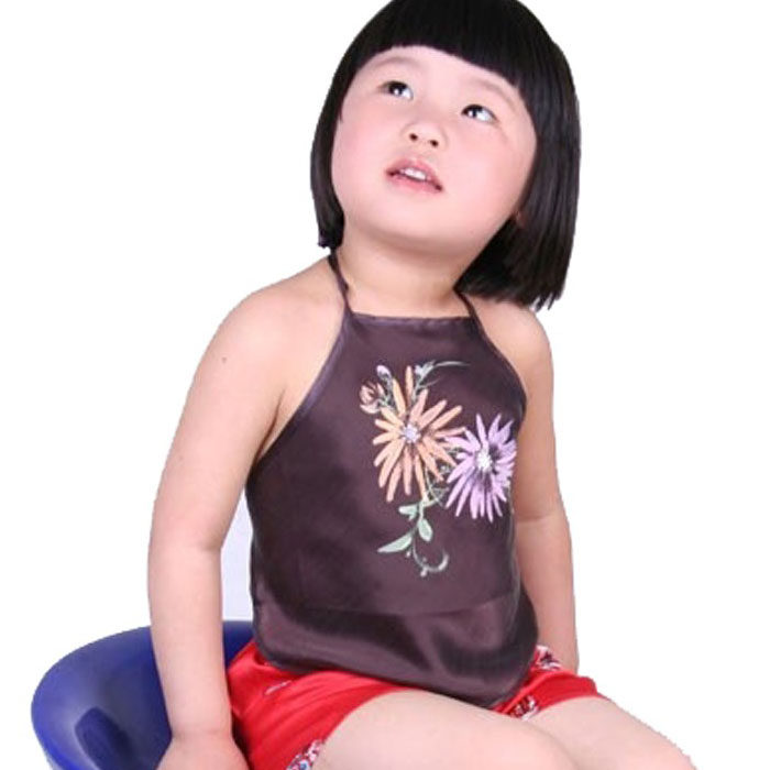 沙雅利夏季丝绸手绘男女儿童款肚兜真丝桑蚕丝亲肤透气宝宝肚围