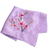 沙雅利杭州特色丝绸礼品真丝手帕古风女士随身绣花手绢桑蚕丝手巾