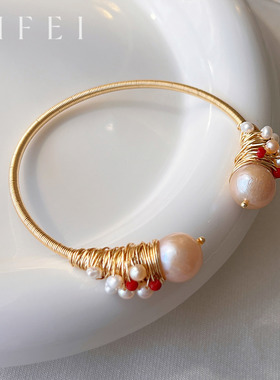 天然淡水珍珠红色玛瑙手镯可调节手饰女款2025新款手饰高级感配饰