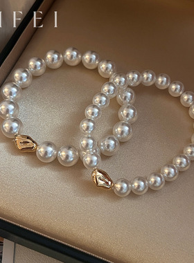 小众简约轻奢金珍珠手链