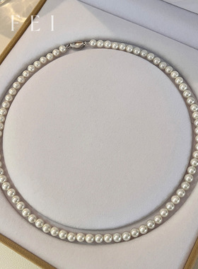 极光澳白珍珠项链冷光6mm串珠颈链轻奢气质锁骨链2025新款爆款女
