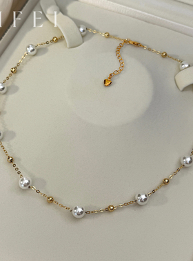 满天星极光澳白珍珠项链2025新款爆款法式锁骨链高级感轻奢小众女