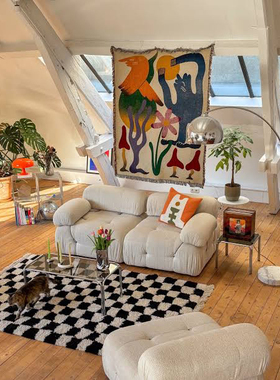 国外独立设计师中古风抽象派博主小清新挂毯卧室盖毯布置毯子