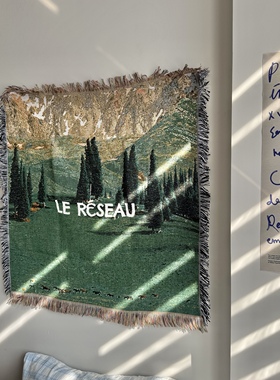 Le réseau 绿色系北欧风景牧场自然风景挂毯卧室布置盖毯