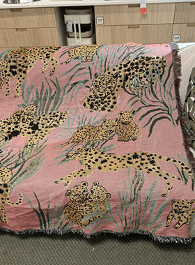 美国订单 北欧个性创意毛毯盖毯 豹子图案沙发毯挂毯