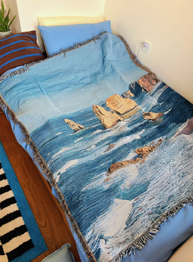 澳洲墨尔本大海大洋路风光十二门徒石卧室小清新挂毯盖毯