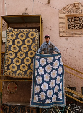 西藏新疆复古民宿旅拍美式乡村复古线毯挂毯民宿装饰沙发毯