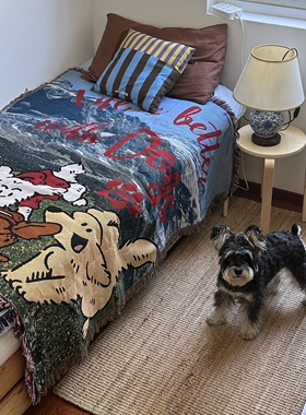 Life is better with dogs 氛围感韩国ins博主卧室布置毯子盖毯