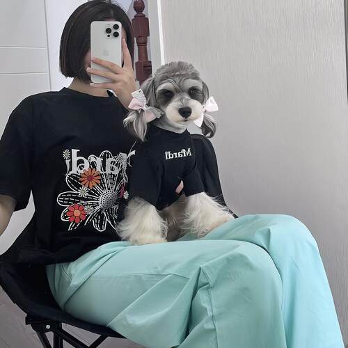 宠物亲子装纯棉短袖魔宠小镇大狗