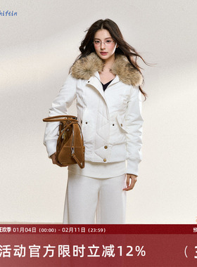 7Shiftin 原创设计秋冬款美式复古毛绒拼接白色棉服短款夹克外套