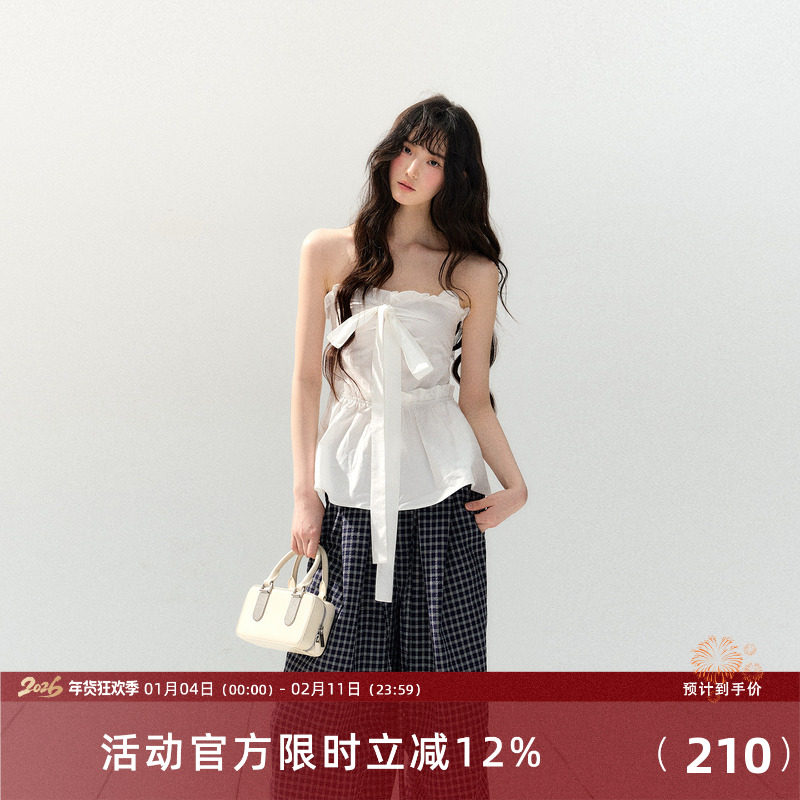 7Shiftin 原创设计春夏新款甜辣收腰花边背心修身显瘦抹胸上衣女