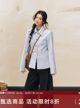 7Shiftin 原创设计秋冬新款百搭毛呢大衣收腰显瘦正肩西装外套女