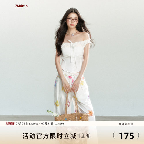 7Shiftin 原创设计夏季新款白色蝴蝶结上衣设计感百搭修身显瘦T恤