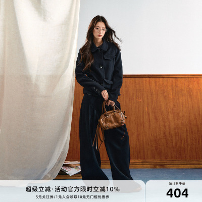 7Shiftin 原创设计美式复古套装翻领可拆卸腰包上衣宽松阔腿长裤