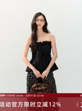 7Shiftin原创设计春夏新款黑色修身抹胸背心内搭收腰辣妹外穿上衣