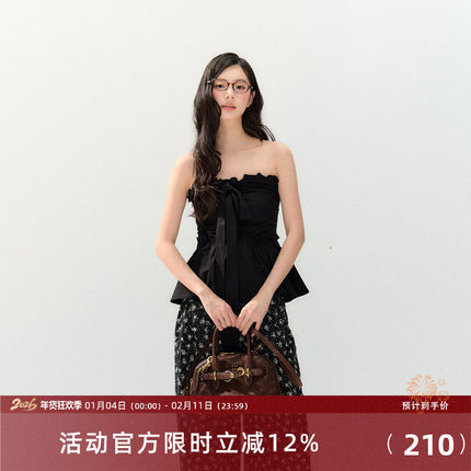 7Shiftin原创设计春夏新款黑色修身抹胸背心内搭收腰辣妹外穿上衣