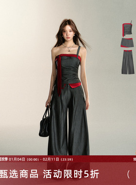 7Shiftin原创设计夏季新款纯欲辣妹风气质休闲条纹设计感三件套女