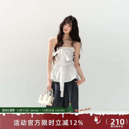 7Shiftin 原创设计春夏新款甜辣收腰花边背心修身显瘦抹胸上衣女