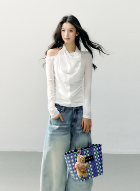 7Shiftin 原创设计白色假两件挂脖长袖