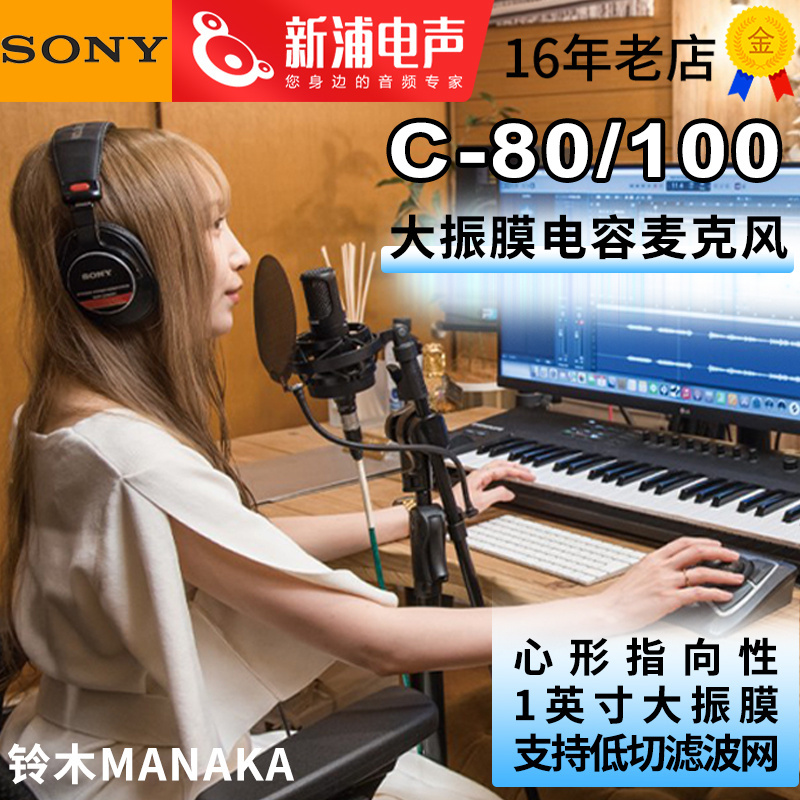 SONY/索尼 C80双振膜电容麦克风话筒专业录音声卡直播游戏K歌专用