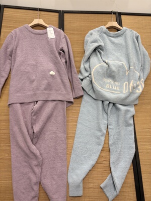 软绵绵半边绒睡衣秋冬款女情侣家居服男女套装