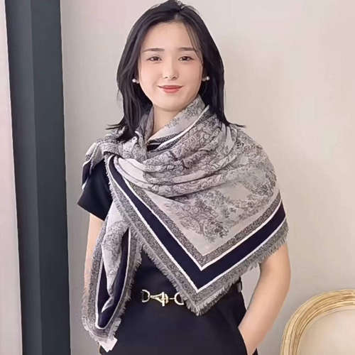 老花大方巾经典金银丝线