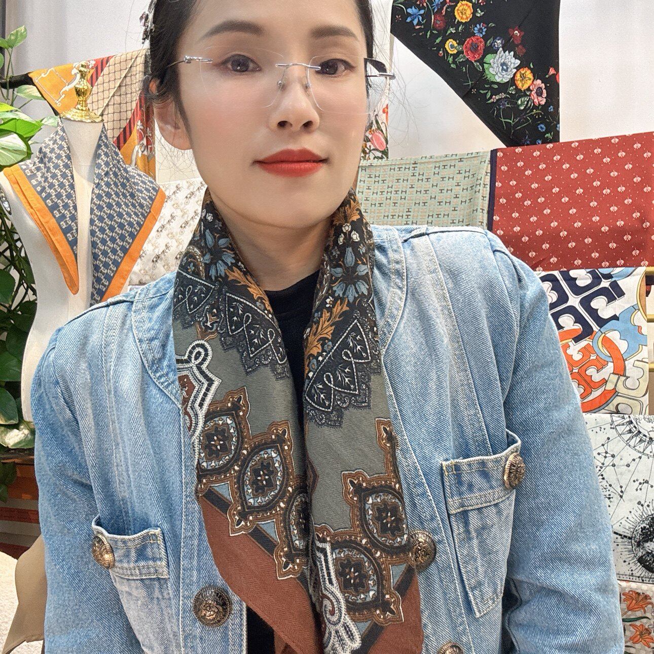 【宝石腰果】68*68 气质百搭丝绒感时尚复古丝巾围巾民族风丝巾
