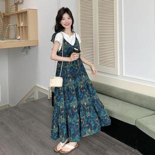 宇宙2025小清新碎花吊带连衣裙女夏两件套流行穿搭长裙多巴胺 元