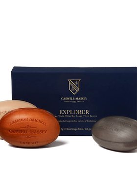 美国直邮!Caswell Massey檀香探险家手工香皂沐浴皂三件套装礼盒