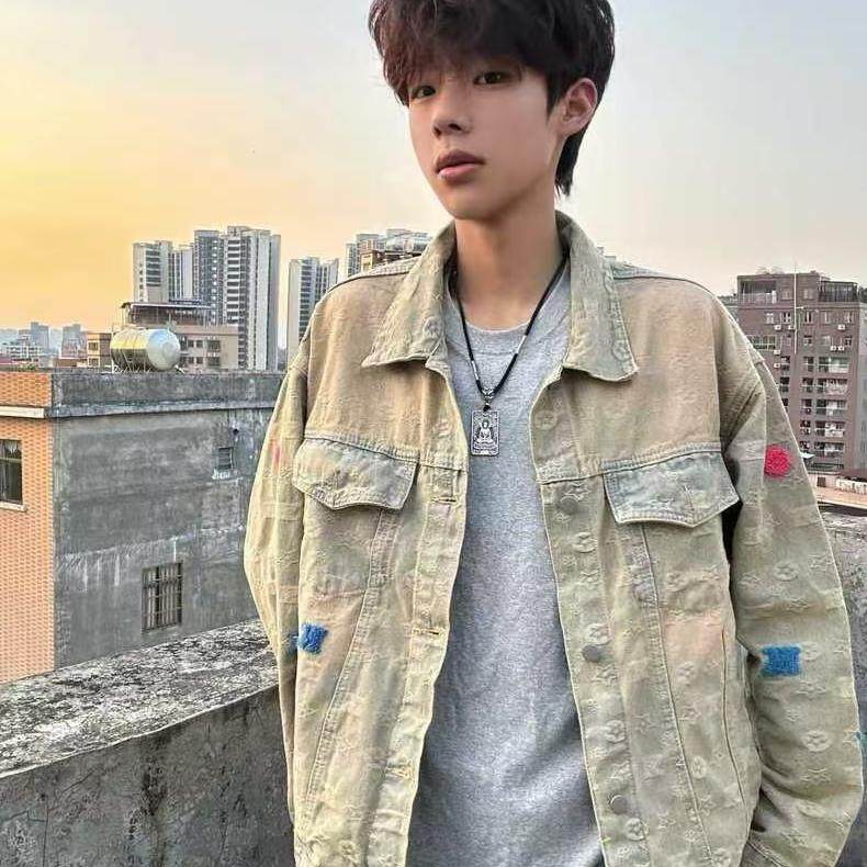 潮牌原创新款美式复古牛仔夹克