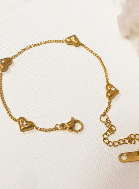 简约迷你爱心手链女镶钻桃心精致