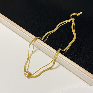 欧美跨境双层罗马数字项链女个性小众设计感百搭转运环锁骨链