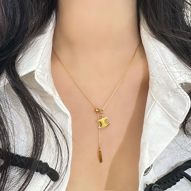 法式轻奢感凯旋门项链女百搭小众设计抽拉调节时尚流苏锁骨链,饰品/流行首饰/时尚饰品新,项链,淘宝优惠券,粉丝福利购,淘宝优惠卷