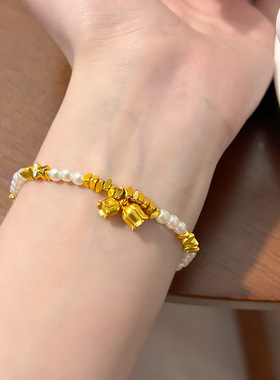 法式复古铃兰花珍珠手链时尚百搭