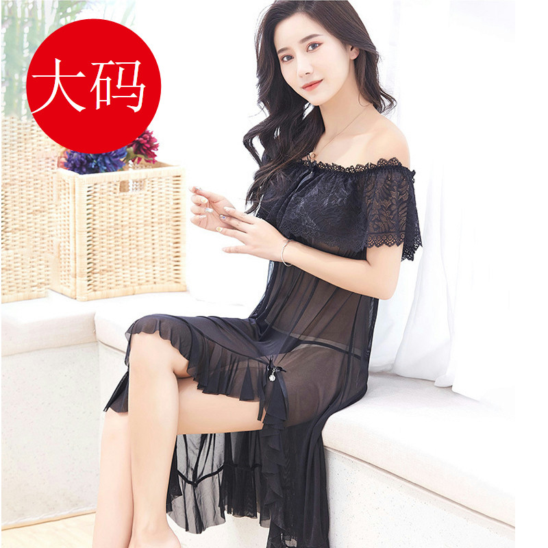 清仓大码性感睡衣胖MM蕾丝透明薄网纱内衣睡裙家居服时尚情调睡衣