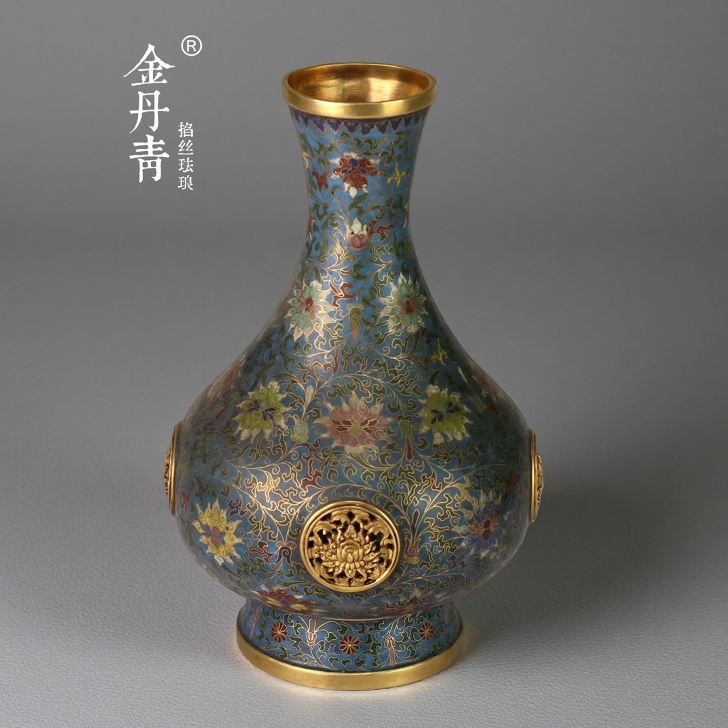 金丹青复古艺术品 景泰蓝掐丝珐琅錾花瓶  仿明清故宫装饰摆件