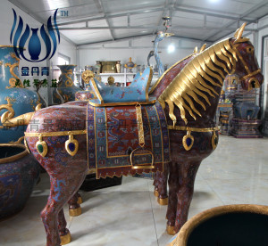 景泰蓝掐丝珐琅铜马 会所 公司 雕塑大型落地工艺品摆件