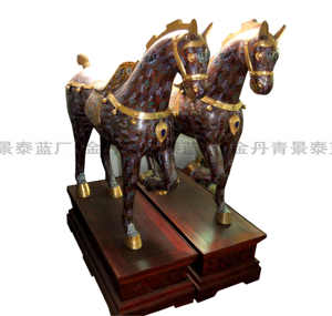 工厂手工錾紫铜胎掐丝景泰蓝珐琅马铜摆件马到成功