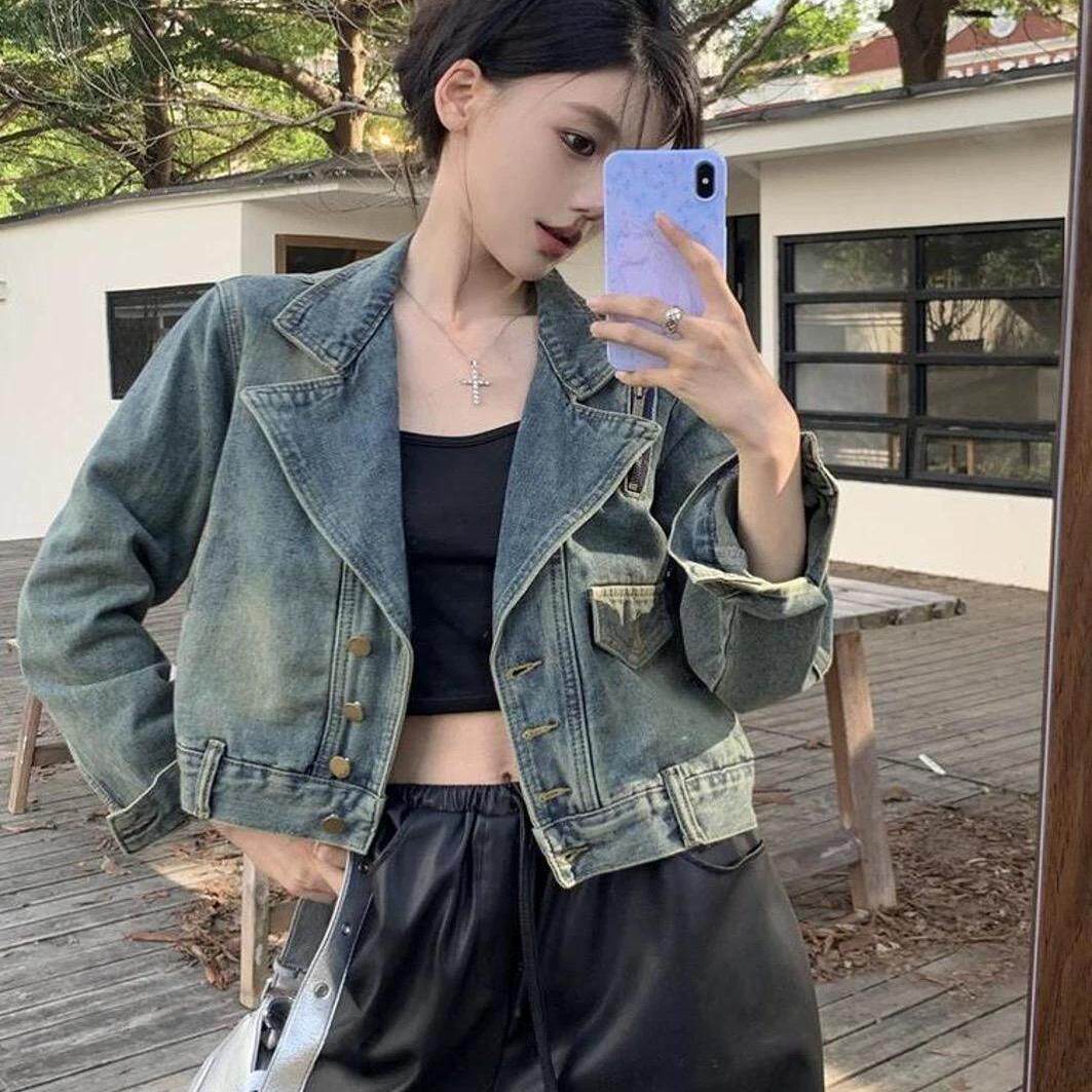 复古牛仔外套女2025春秋