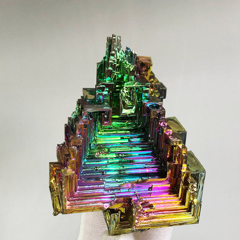 天然七彩铋原石铋晶体矿物晶体水晶奇石地质科普收藏教学标本摆件
