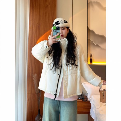 梵朵大码女装12687冬季胖MM短款连帽棉服时尚减龄棉袄棉衣外套潮