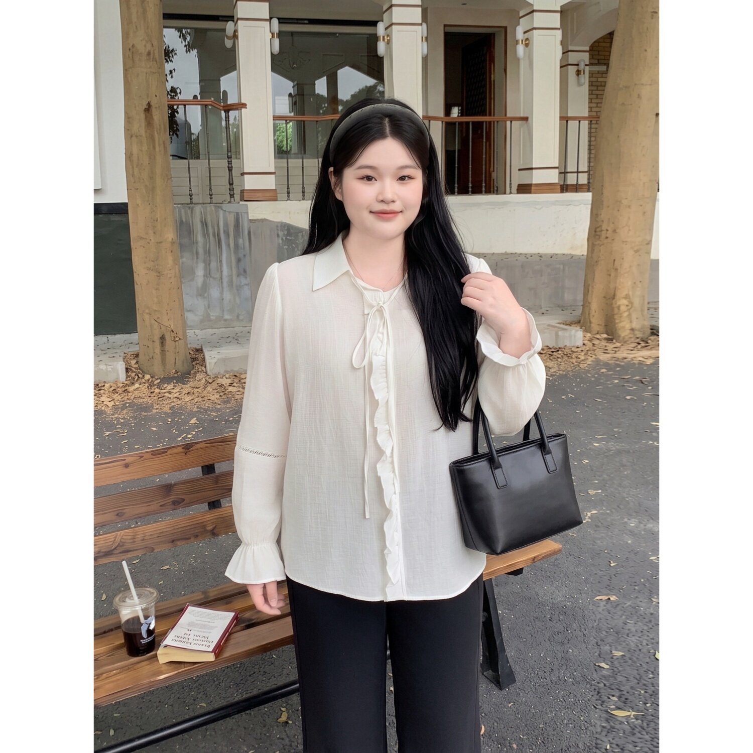 梵朵大码女装秋季设计感洋气衬衫百搭休闲镂空设计上衣潮19175R
