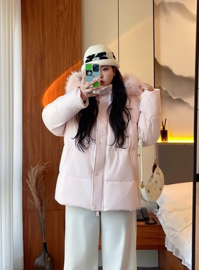 梵朵大码女装14943冬季超好看连帽保暖棉服外套通勤学院风棉衣潮