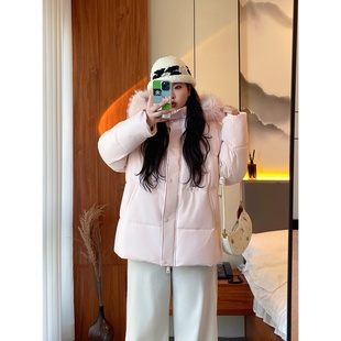 超好看连帽保暖棉服外套通勤学院风棉衣潮 14943冬季 梵朵大码 女装