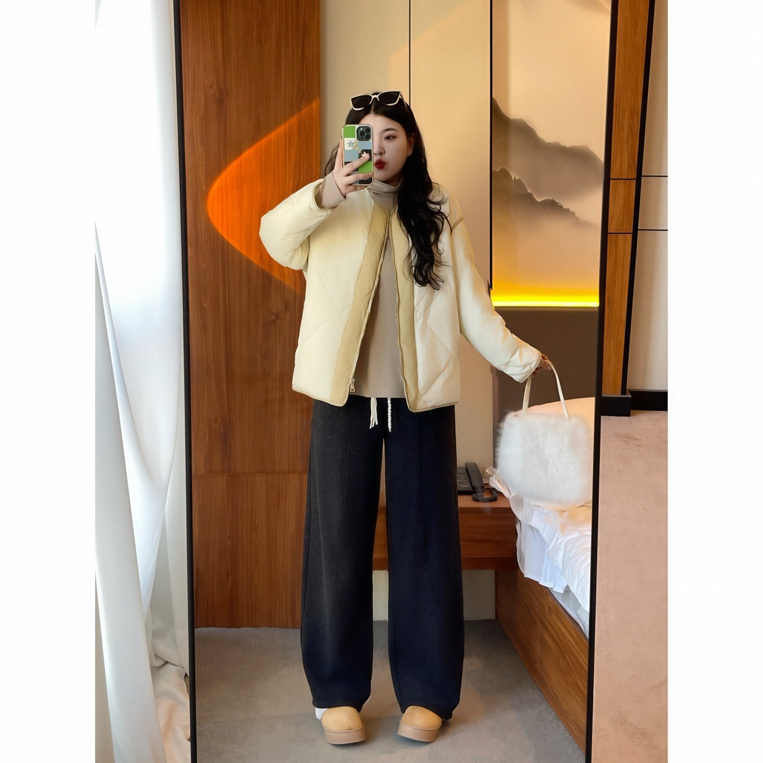 梵朵大码女装15816冬季韩版宽松高级短款菱格羽绒服百搭洋气外套