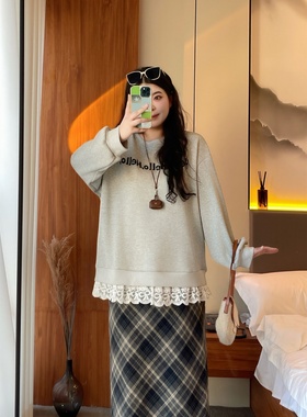 梵朵大码女装16486秋冬新款韩版时尚百搭加绒卫衣宽松休闲上衣