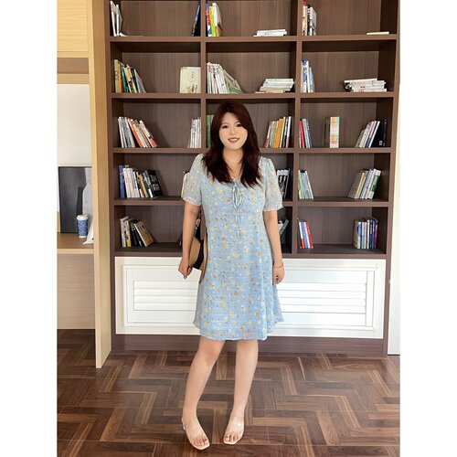 梵朵大码女装夏季胖MM新款学院风碎花连衣裙显瘦通勤短裙18540S