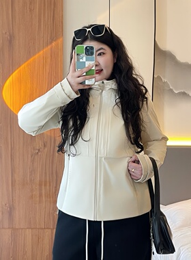 梵朵大码女装13641初春百搭显瘦加绒户外运动冲锋衣修身休闲外套