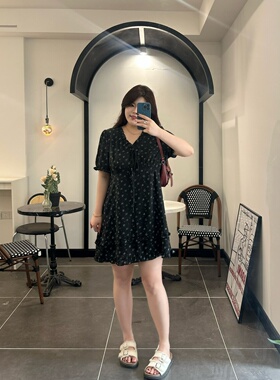 梵朵大码女装夏季气质日常百搭连衣裙宽松遮肉碎花长裙17732S